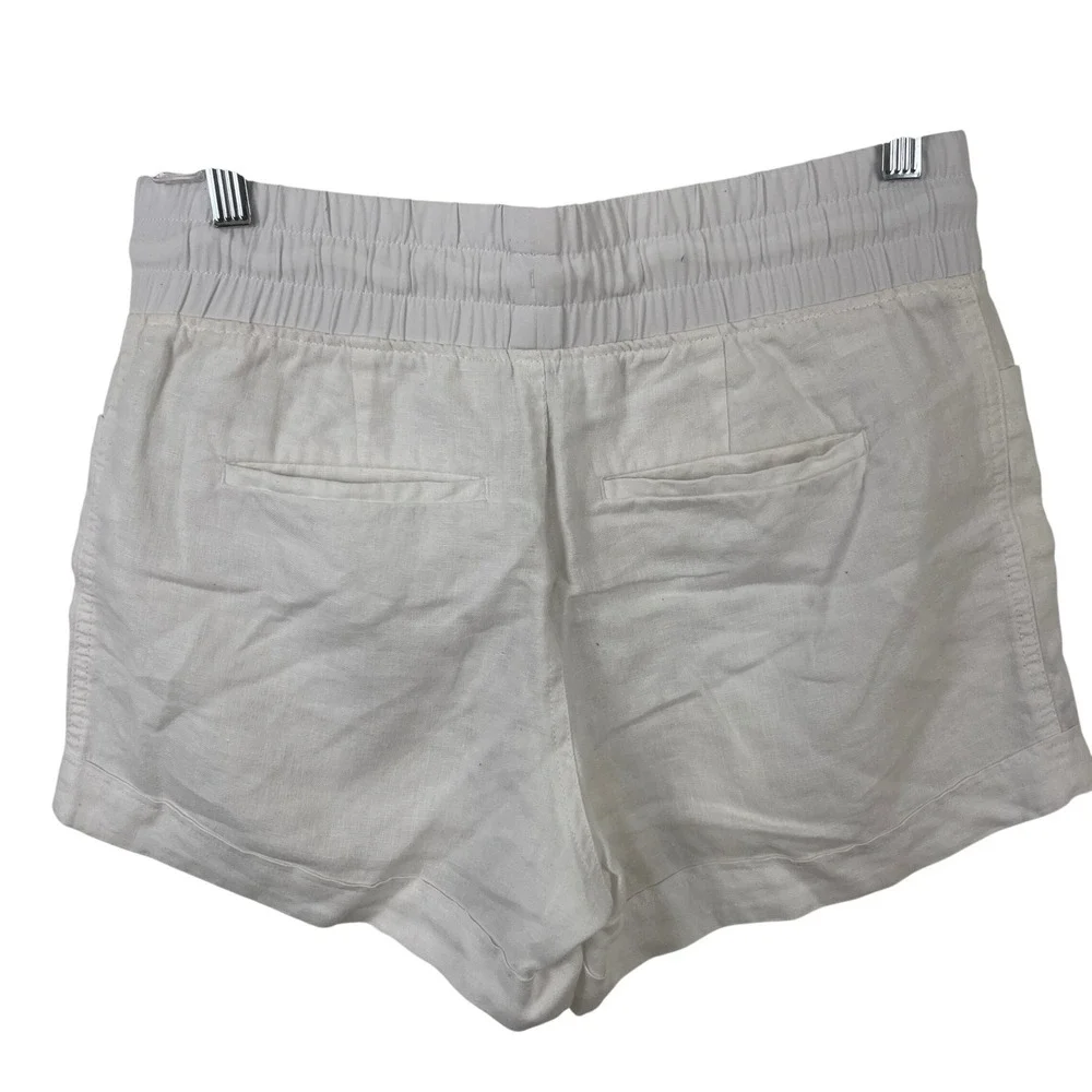 Athleta White 100% Linen Drawstring Shorts Women‎ Size 4 Pocketed